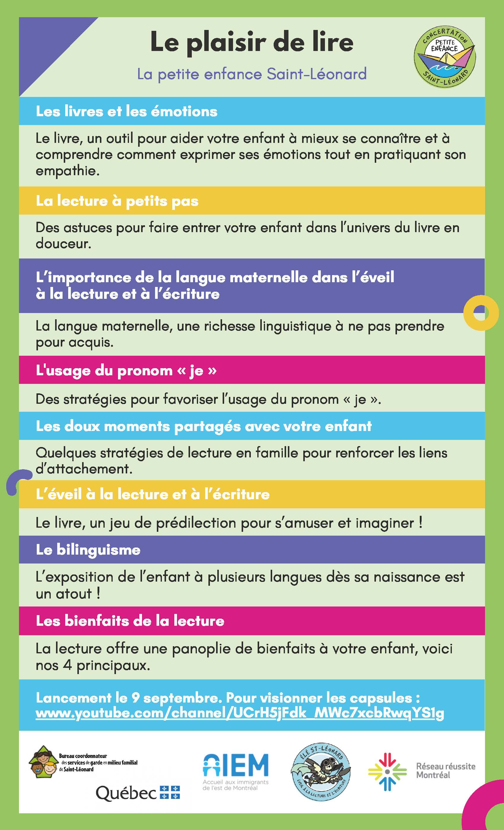 Capsules vidéo d'éveil à la lecture, à l'écriture et aux mathématiques -  Bureau coordonnateur des services de garde en milieu familial de  Saint-Léonard